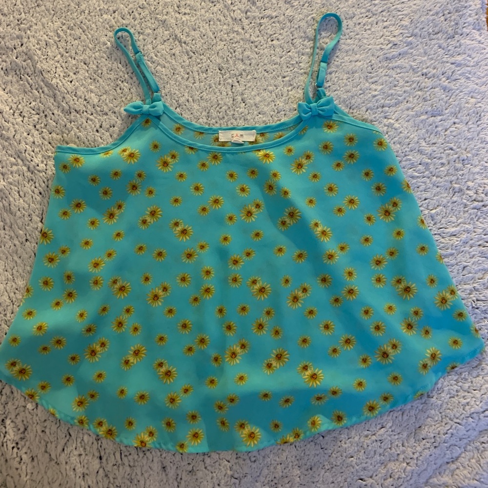 Small Teal Floral Flowy Tank Top